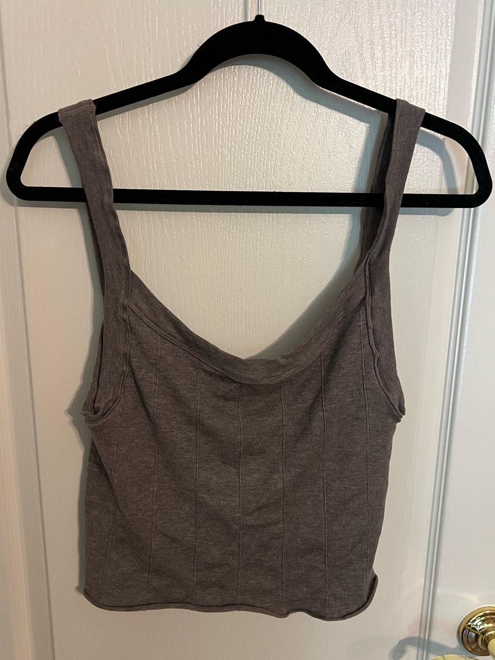 Free People Ribbed Scoop Neck Tank In Mushroom NWT Size M